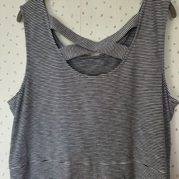 Talbots Sleeveless Dress 2X Black White Striped A-Line Coastal Lounge Activewear - Picture 9 of 13